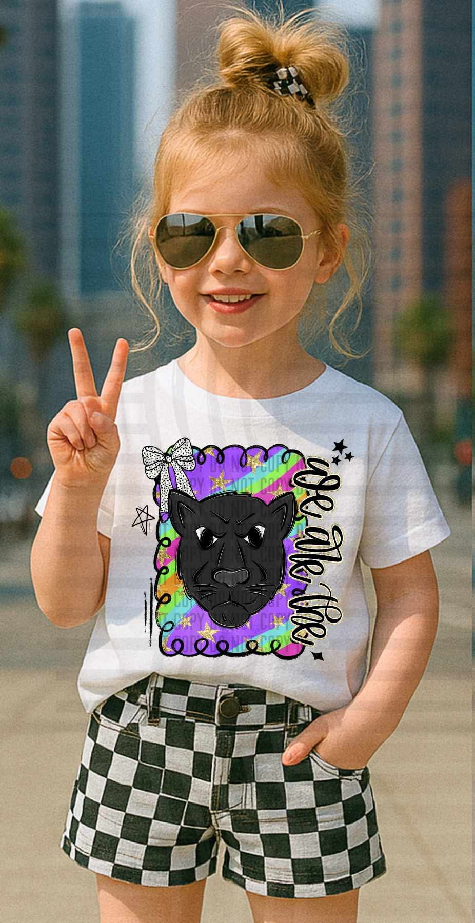 We are the Panthers Preppy Swirl Mascots (Caplinger) DTF transfer