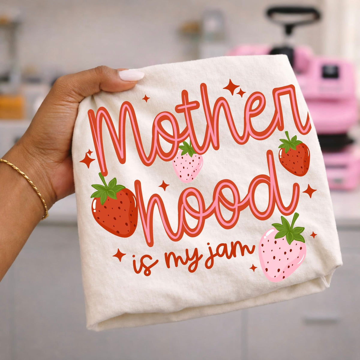 Motherhood is my jam strawberries (CSC) DTF Transfer