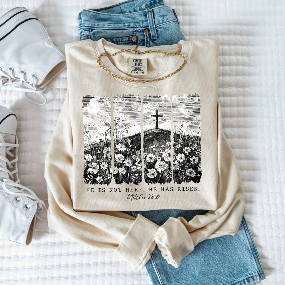 He is risen brushstrokes (grayscale) Sunday special DTF transfer