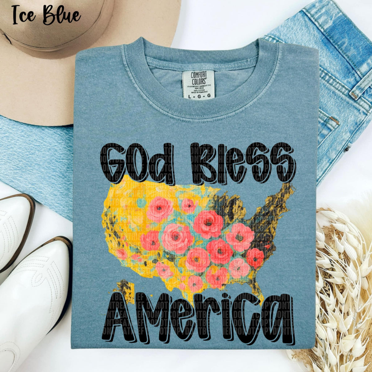 God bless the USA floral country (SDD) 99254 DTF transfer