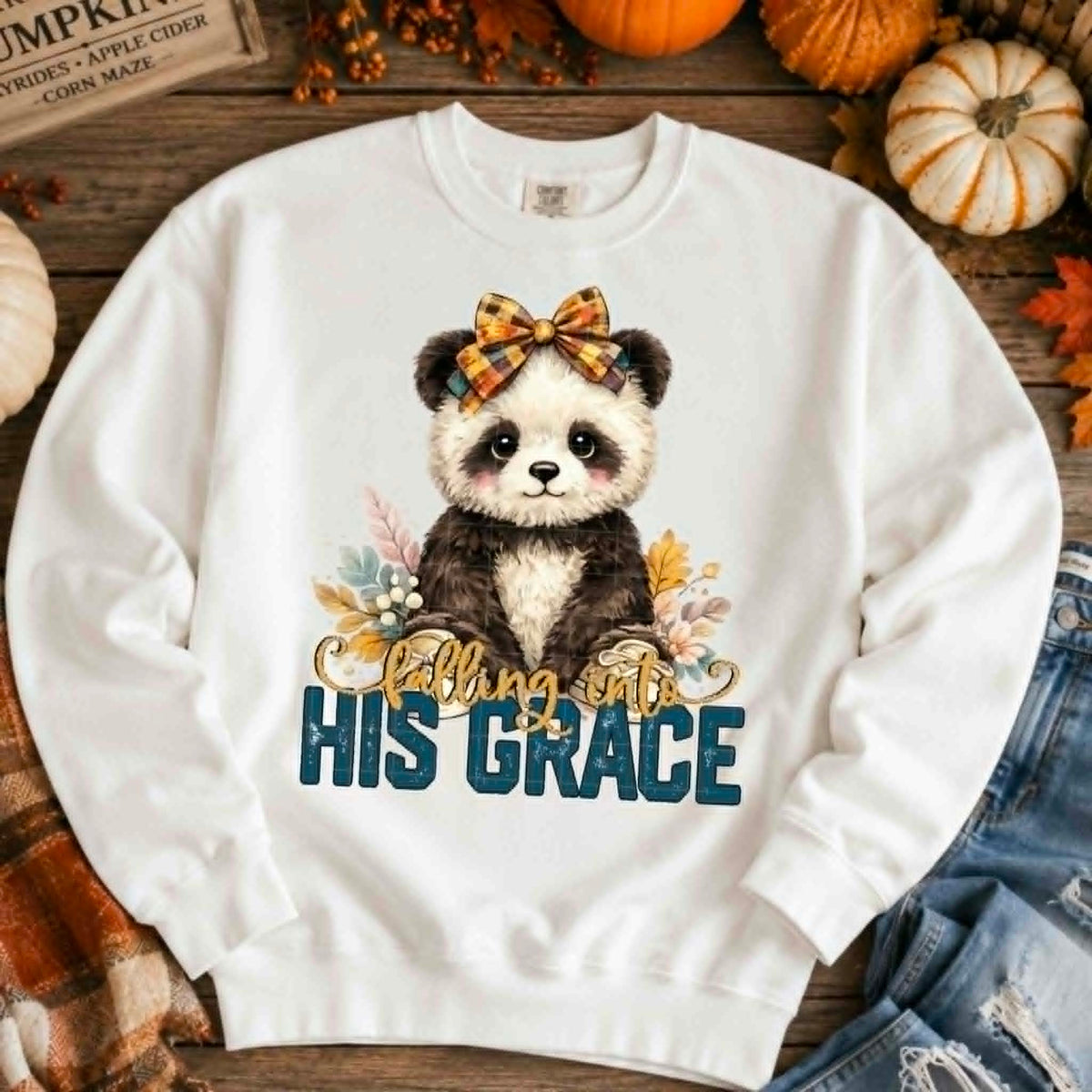 Falling for his Grace fall panda (SDD) DTF Transfer