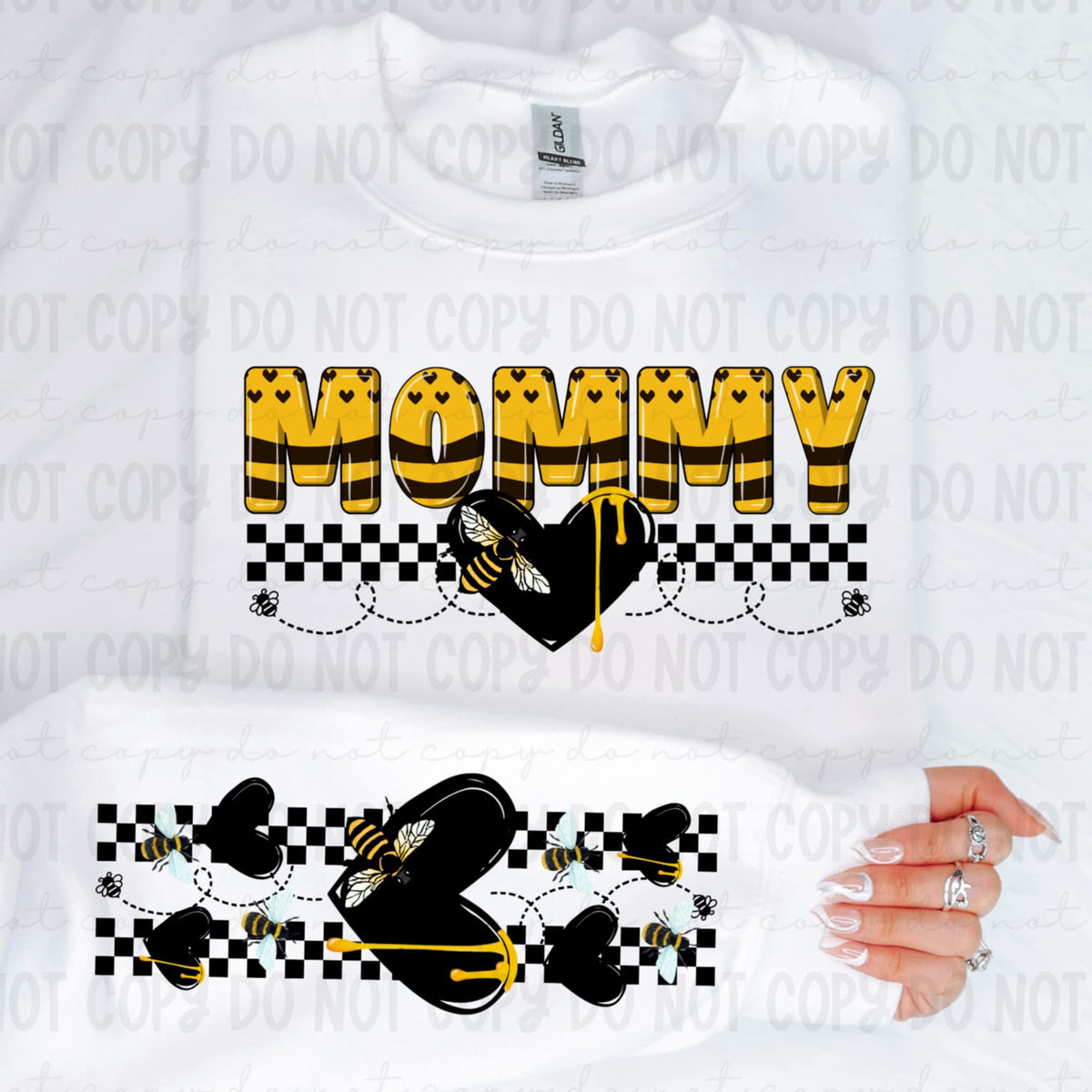 Mommy honey bee patterned FRONT (REVEL) 91264 DTF transfer
