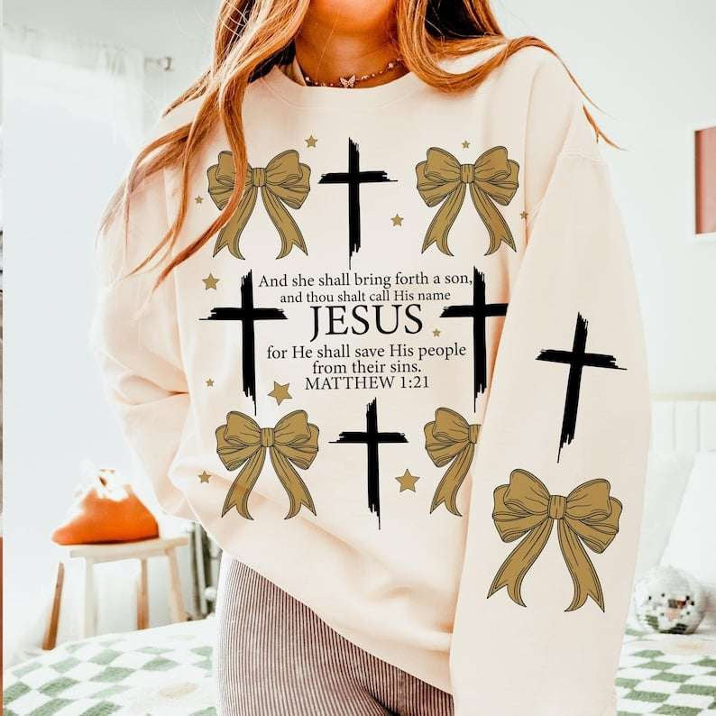 Cross and gold bow SLEEVE 67524 DTF transfer