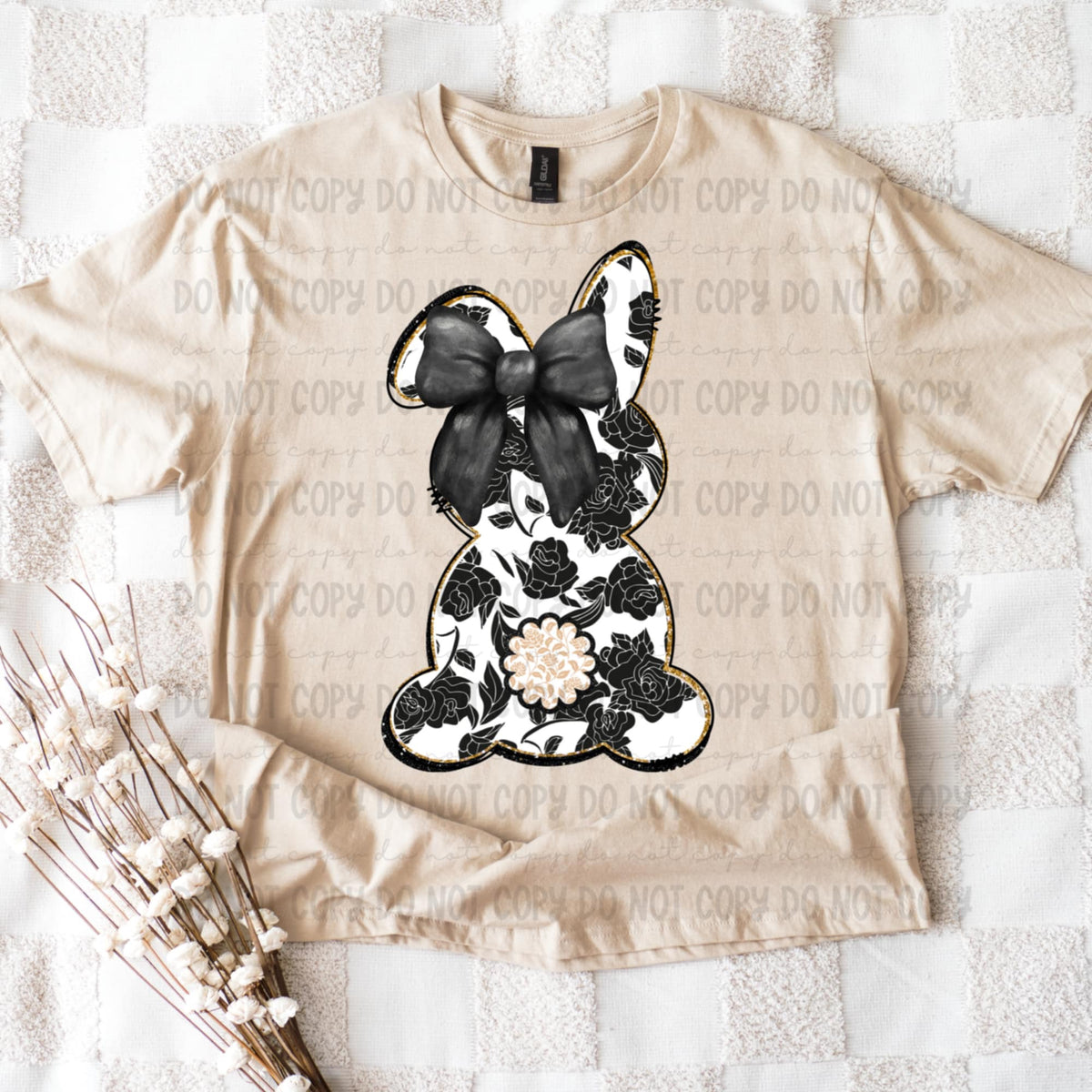 Black floral bunny (REVEL) 91187 DTF transfer