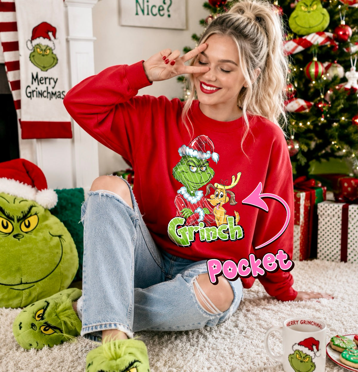 Green guy and reindeer dog Sunday Special DTF transfer