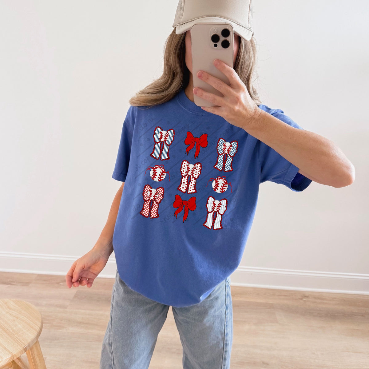Baseball Bows with red bow (MZ) DTF Transfer