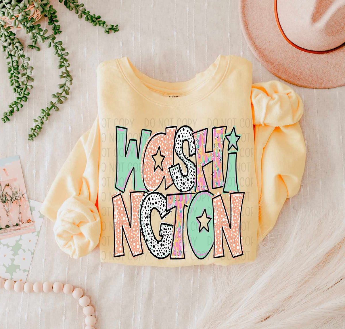 Washington peach and green (SWD) 55650 DTF transfer