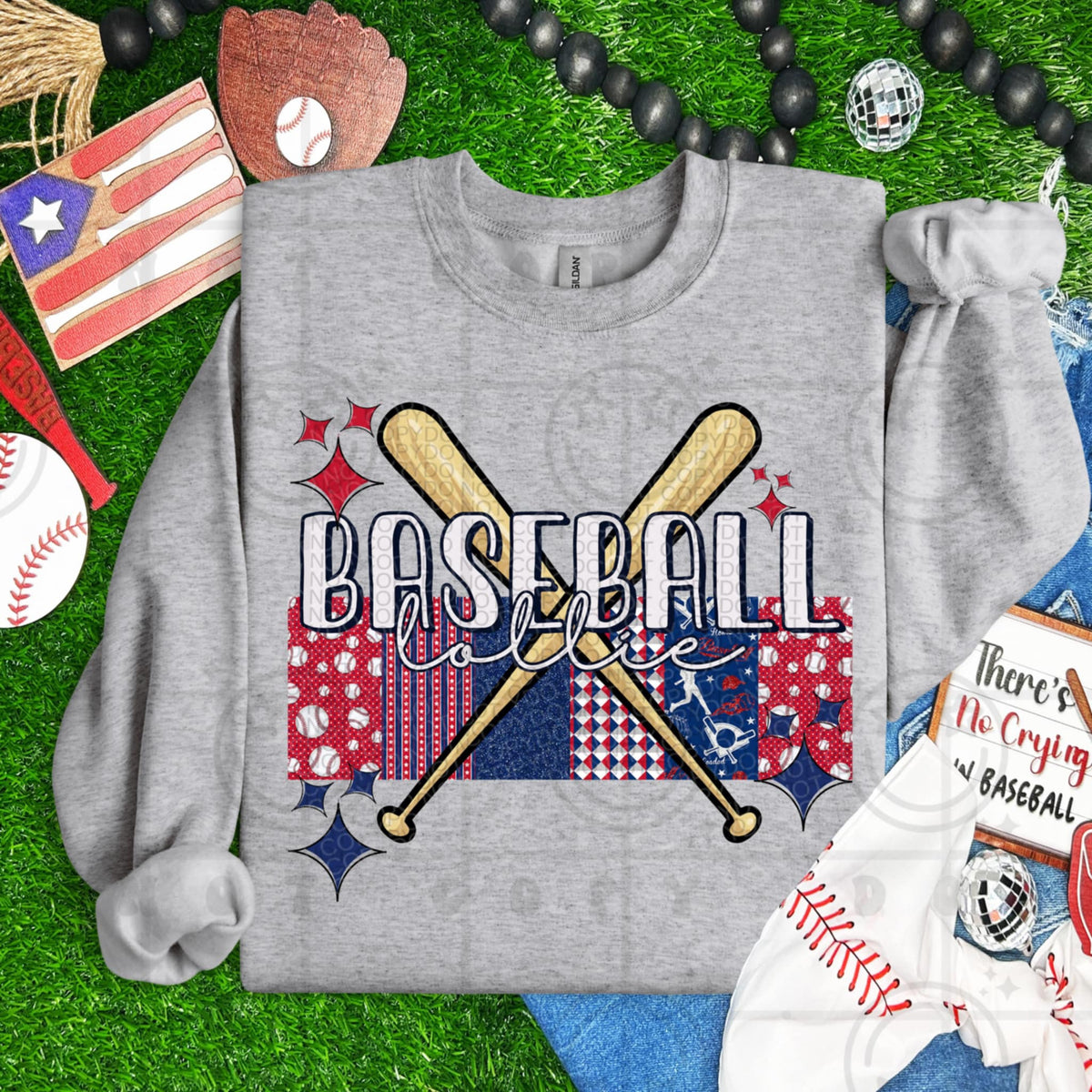 Baseball lollie blue and red (HW) 93275 DTF transfer