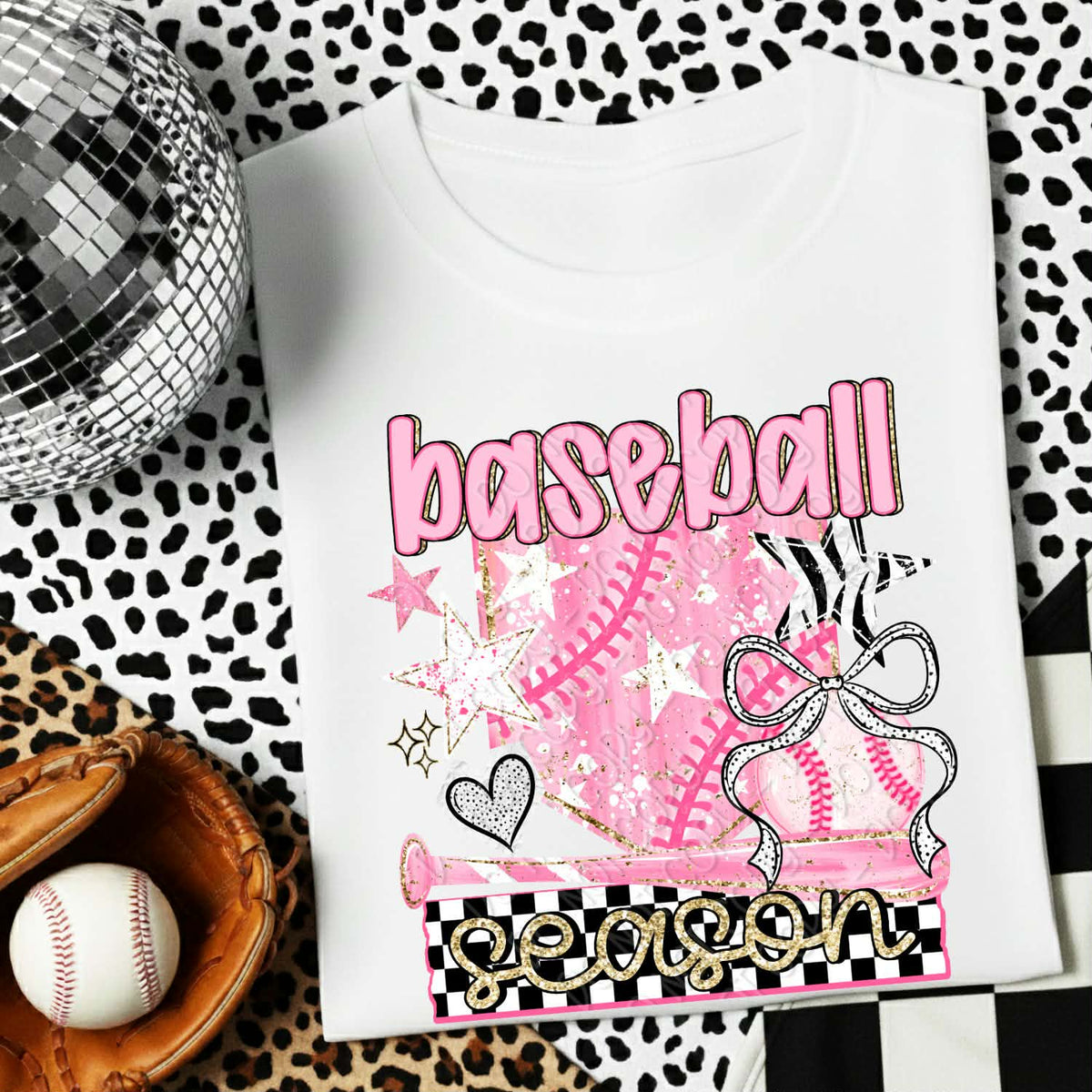 Baseball season pink with stars (DWS) DTF Transfer