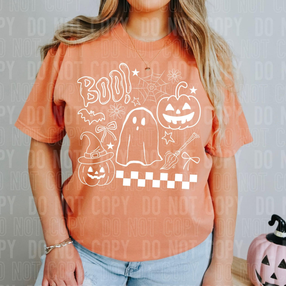 Boo Halloween collage WHITE 107354 DTF transfer