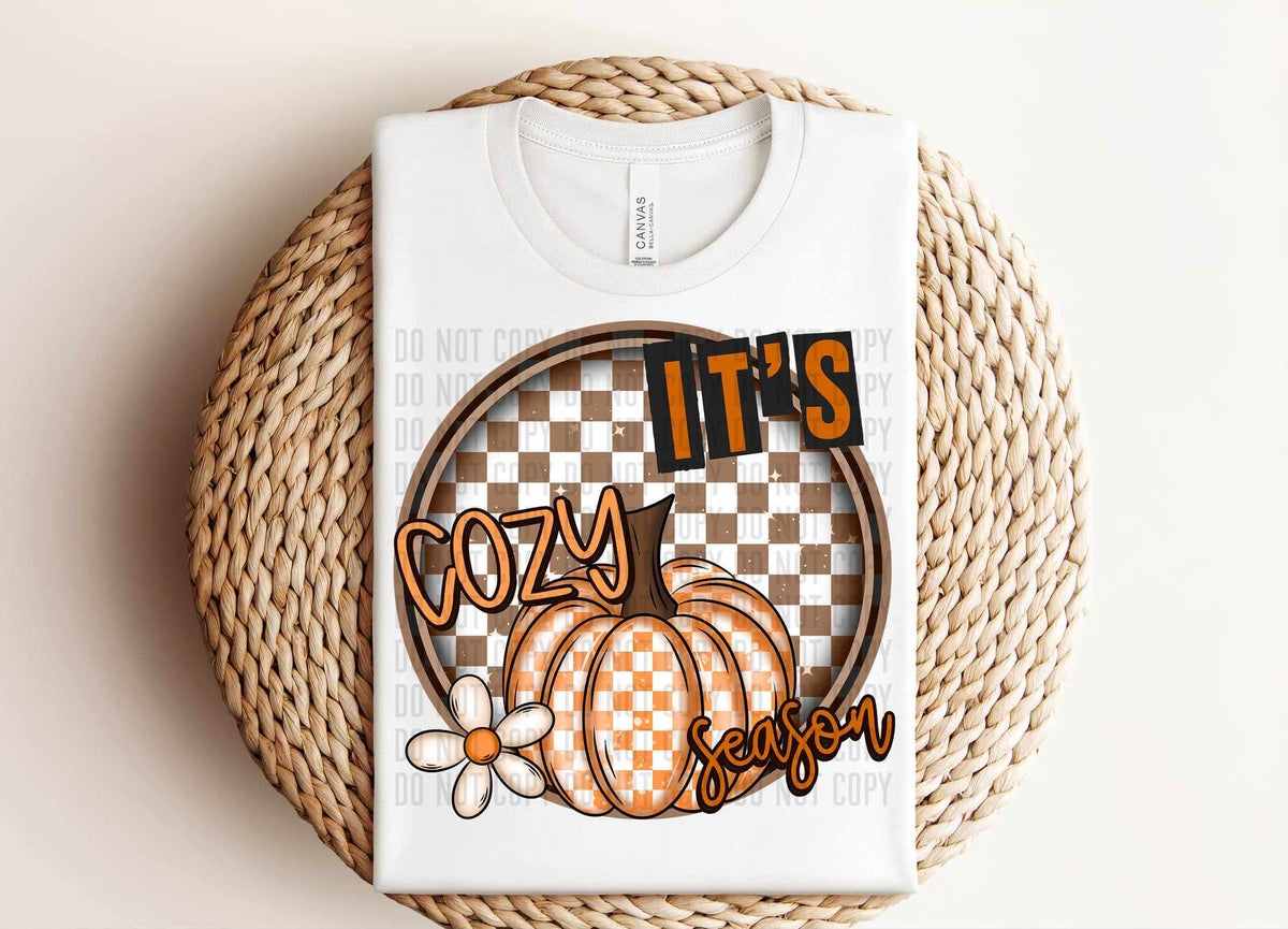 It’s cozy season checkered circle and pumpkin (Caplinger) 55730 DTF transfer