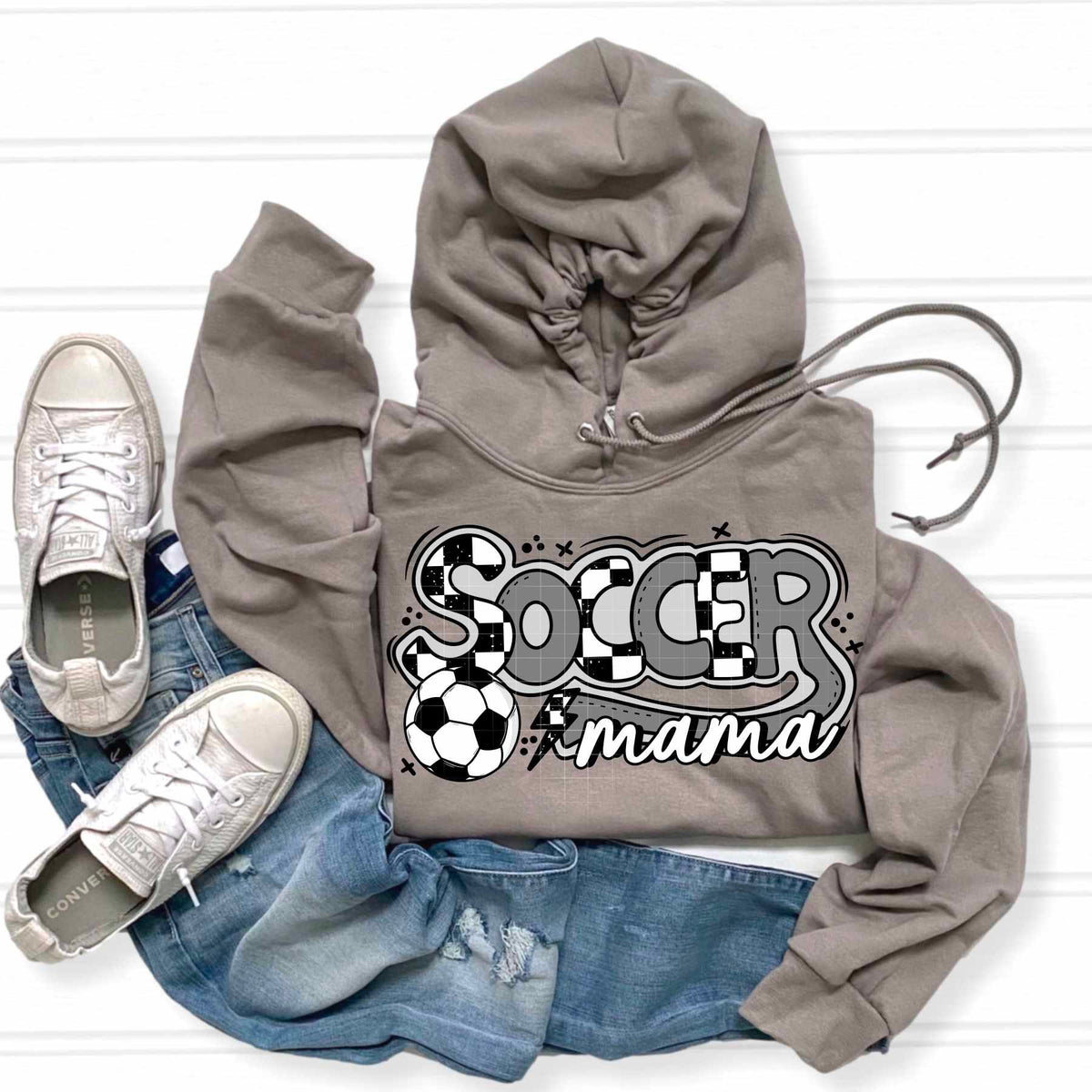 Soccer mama grey checkered (CSC) 84418 DTF transfer
