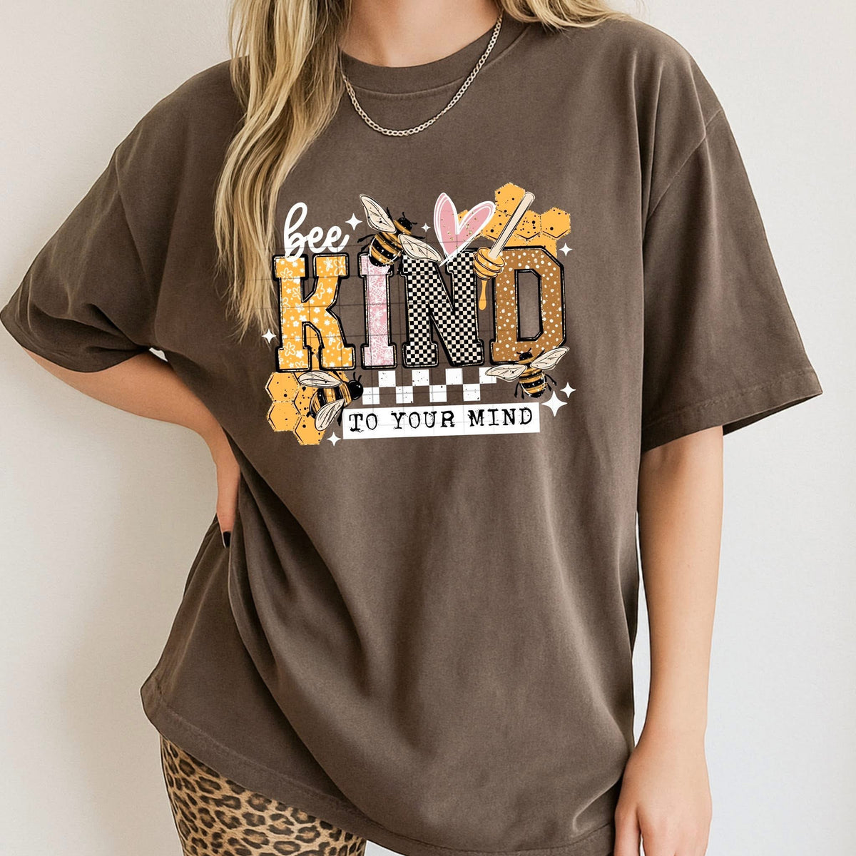 Bee Kind to your mind white accents (CSC) DTF Transfer
