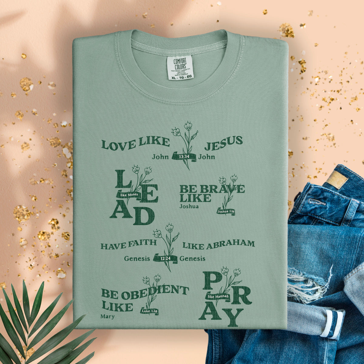 Love like Jesus green words 94895 DTF transfer