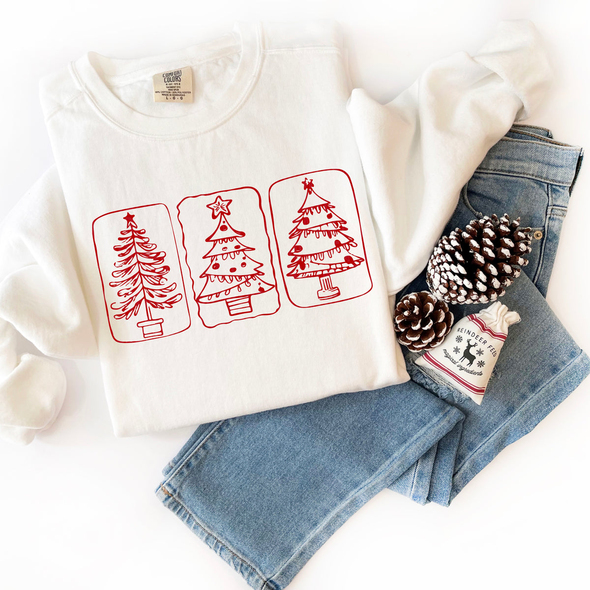 Three Christmas Tree Frames RED 113359 DTF transfer