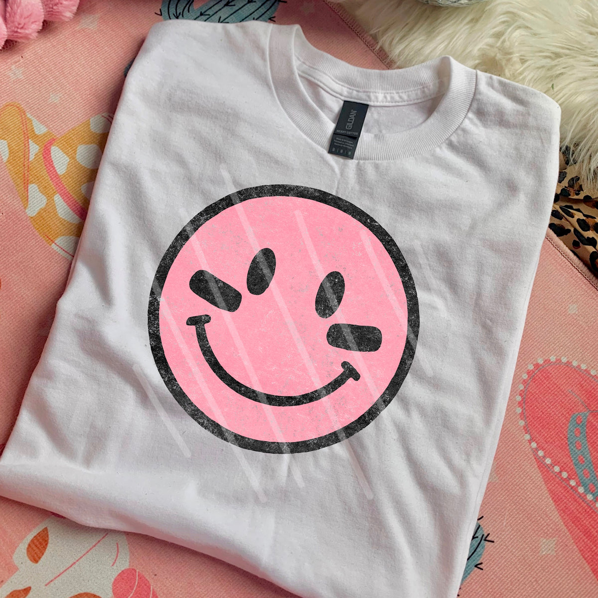 Pink happy (saved)  DTF transfer