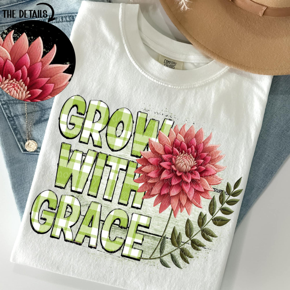 Grow with grace flower (TTD) 91542 DTF transfer