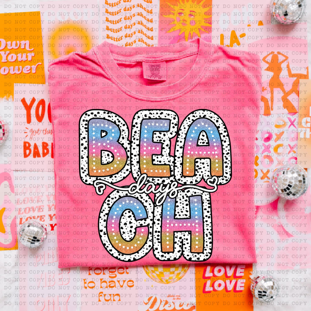 Beach days stacked tie dye dottie (ECHT) 94210 DTF transfer
