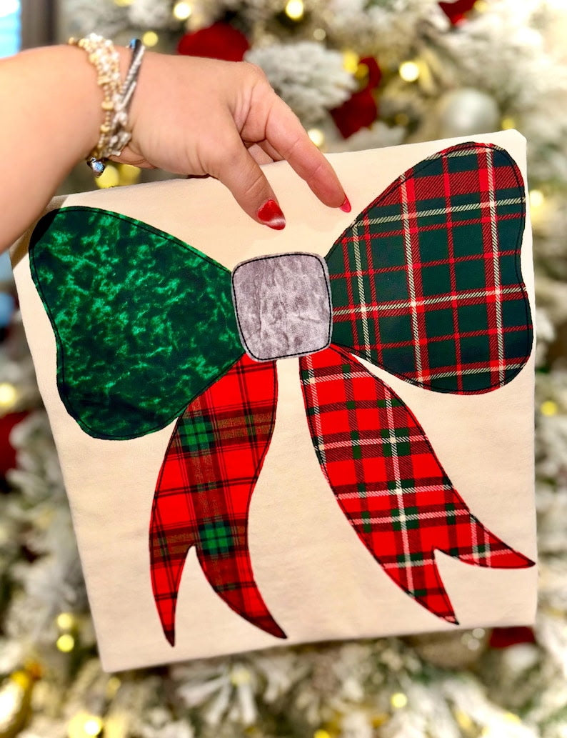 Red and Green Plaid Bow 117236 DTF Transfer