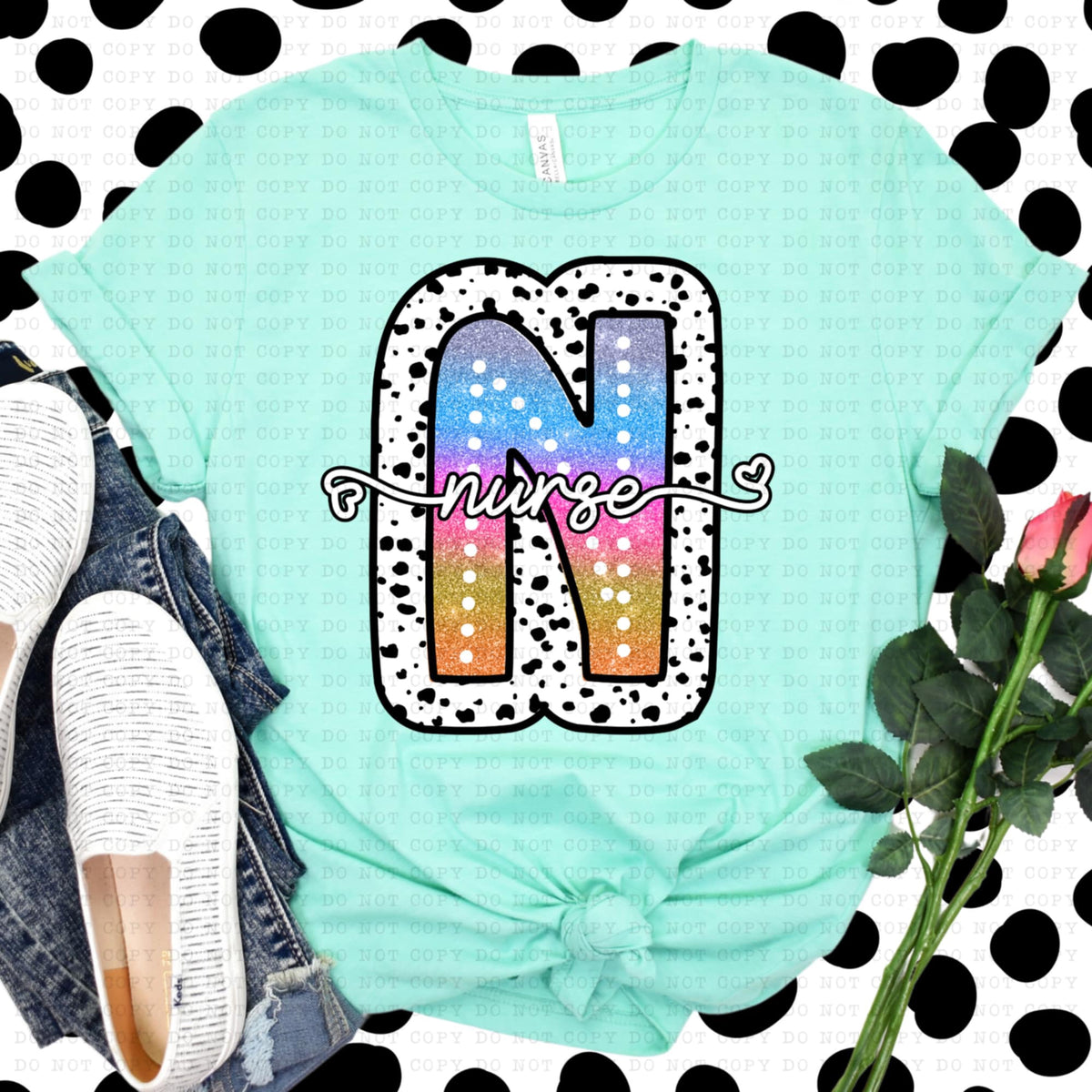 N nurse tie dye dottie (ECHT) 94313 DTF transfer