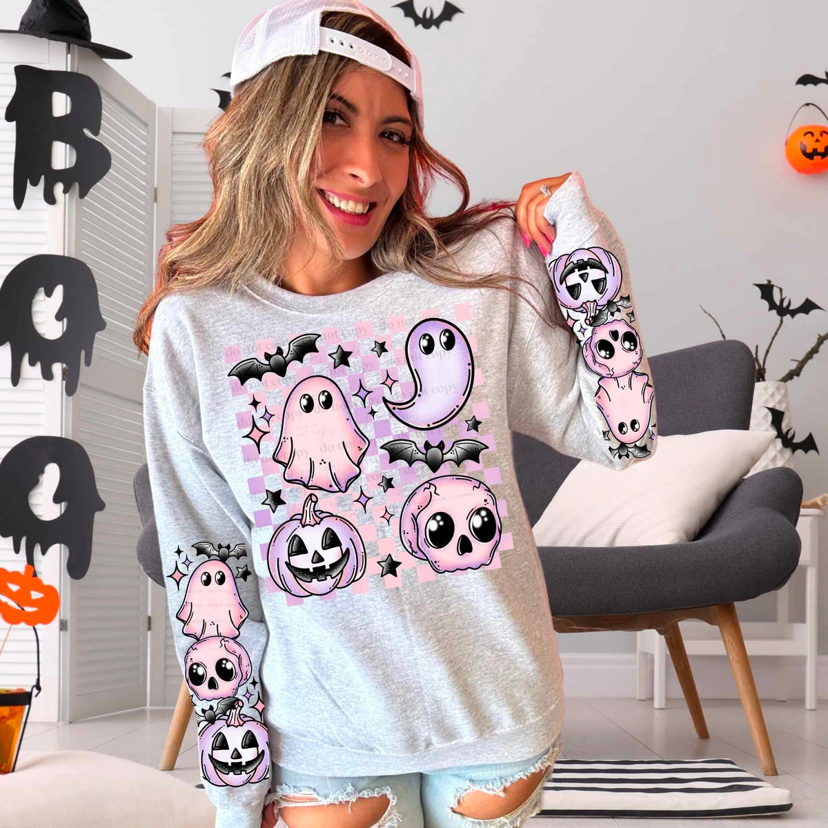 Pink and purple Halloween items FRONT  (CSC) 60143 DTF transfer
