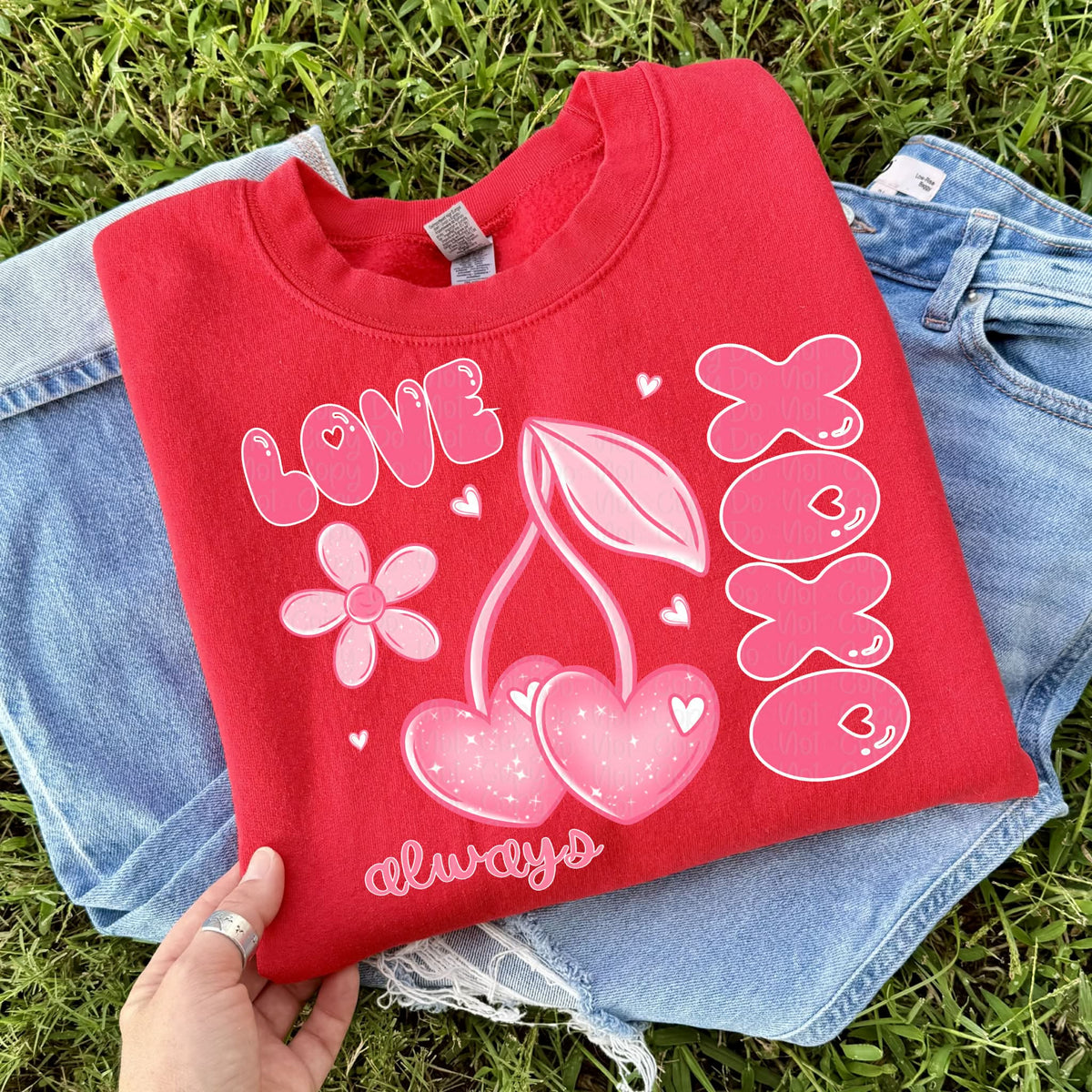 Love xoxo heart cherries (virgo) DTF transfer