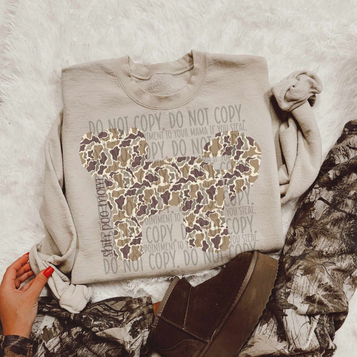 Shih poo mom CAMO (SWD) DTF transfer