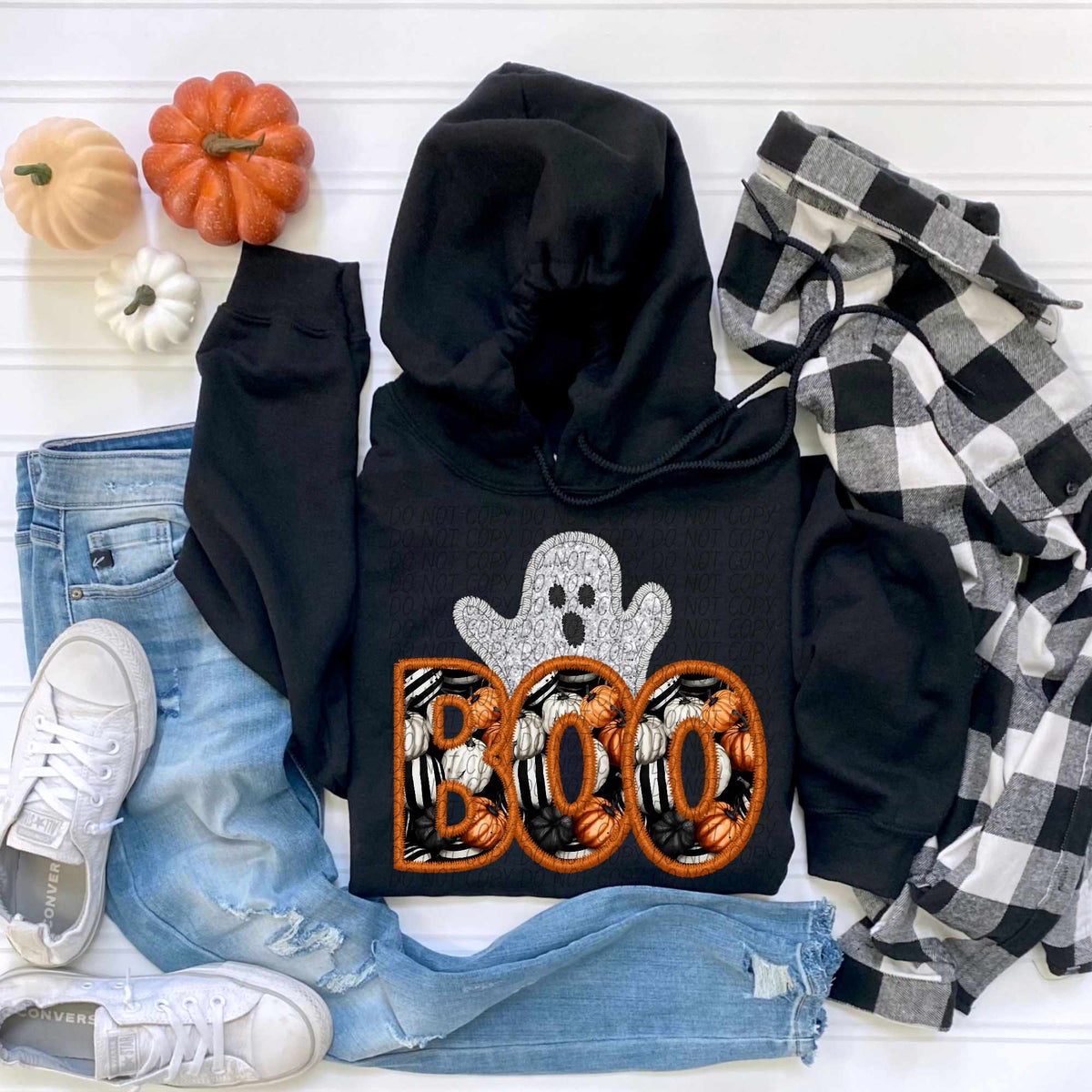 Boo orange outline with ghost (CITY) 55912 DTF transfer