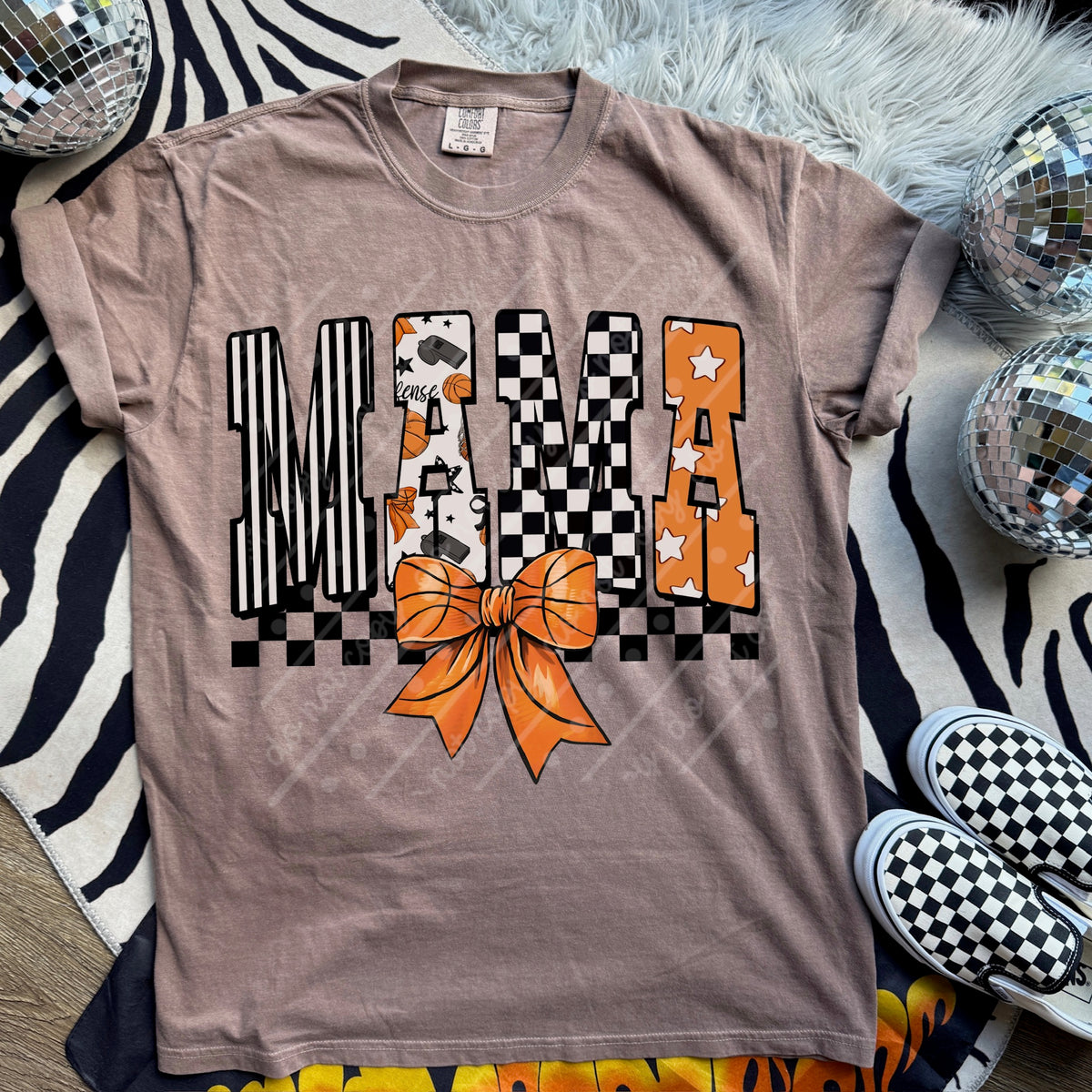 Mama basketball bow (scarlow) DTF transfer