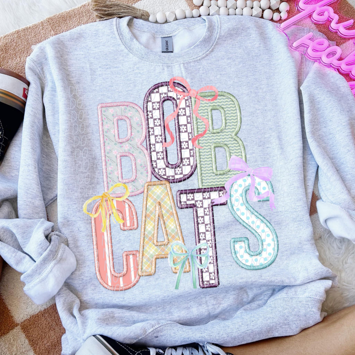 Bobcats Spring Bow Mascots (CITY) 97173 DTF transfer