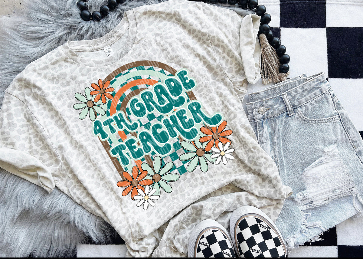 4th grade teacher Floral Arch 49533 DTF transfers