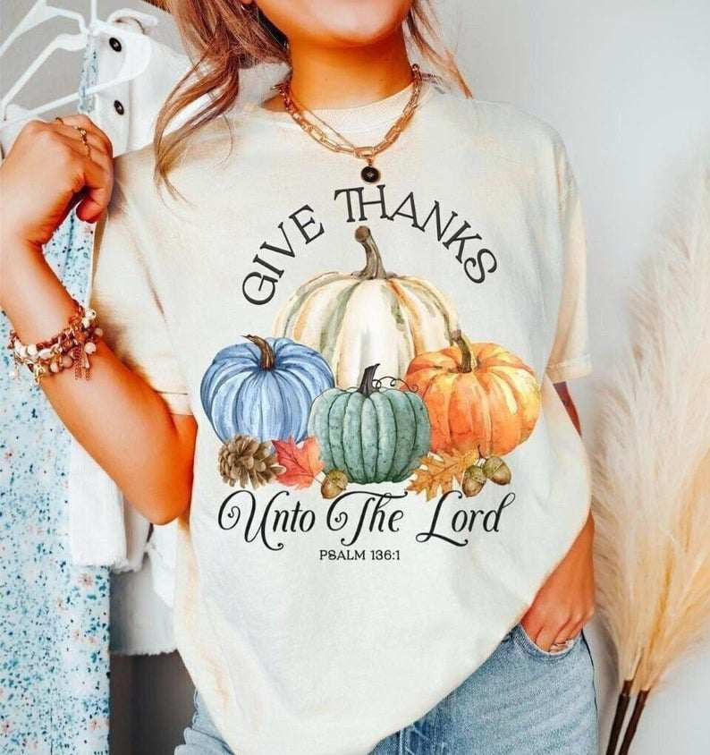 Give thanks unto the lord pumpkins 65238 DTF transfer