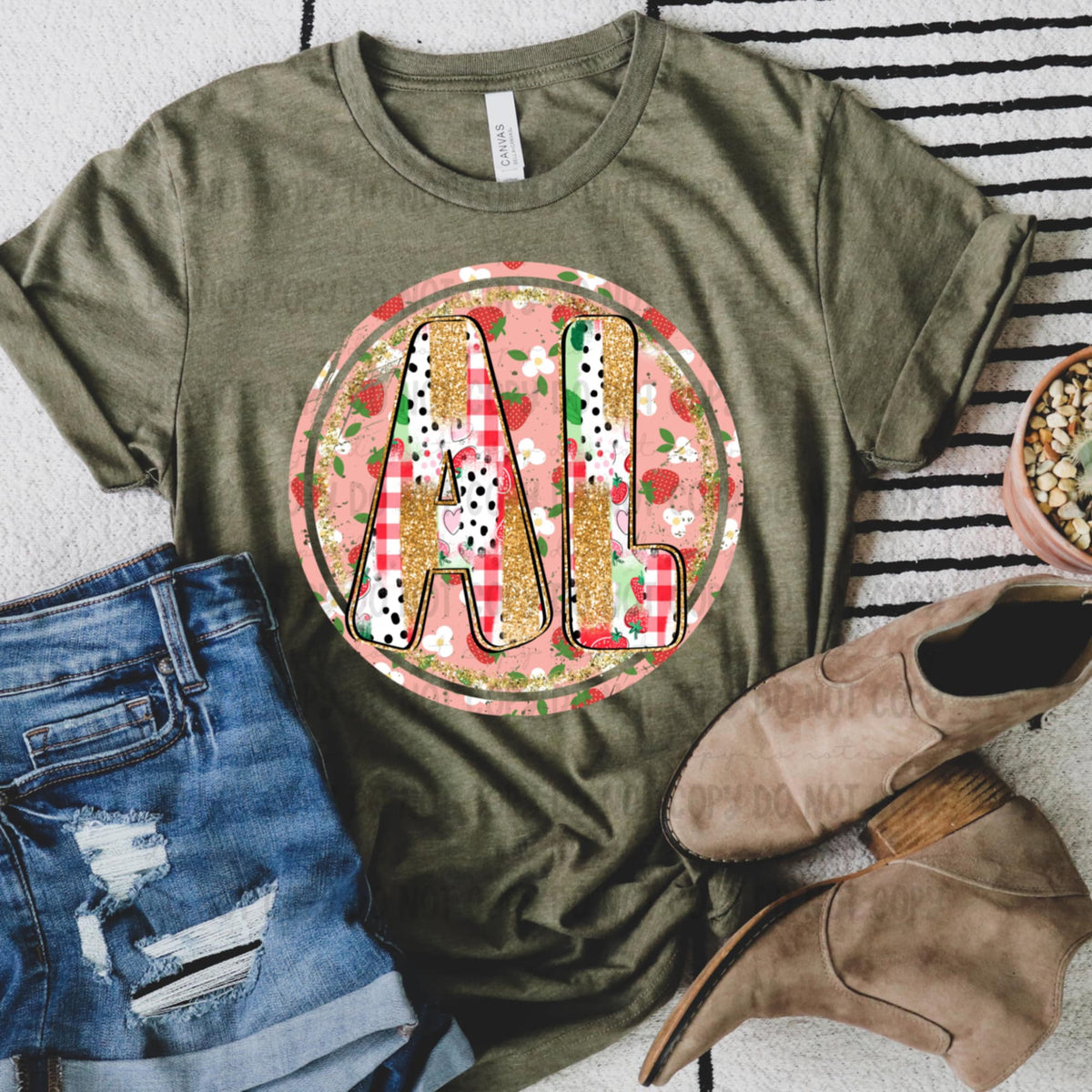 AL strawberry patterned circle (Revel) 92565 DTF transfer