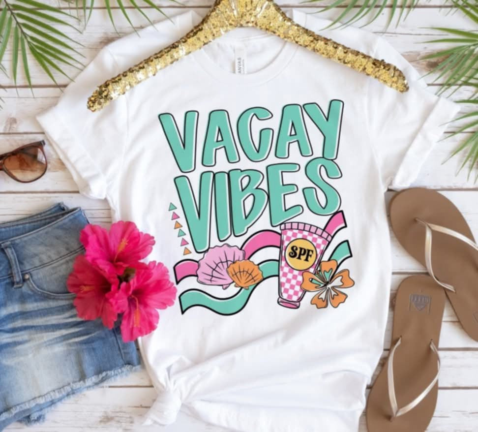 Vacay vibes green and pink (S&G) 96634 DTF transfer
