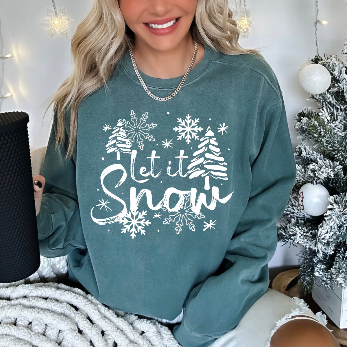 Let it snow with trees (white) (csc) DTF Transfer