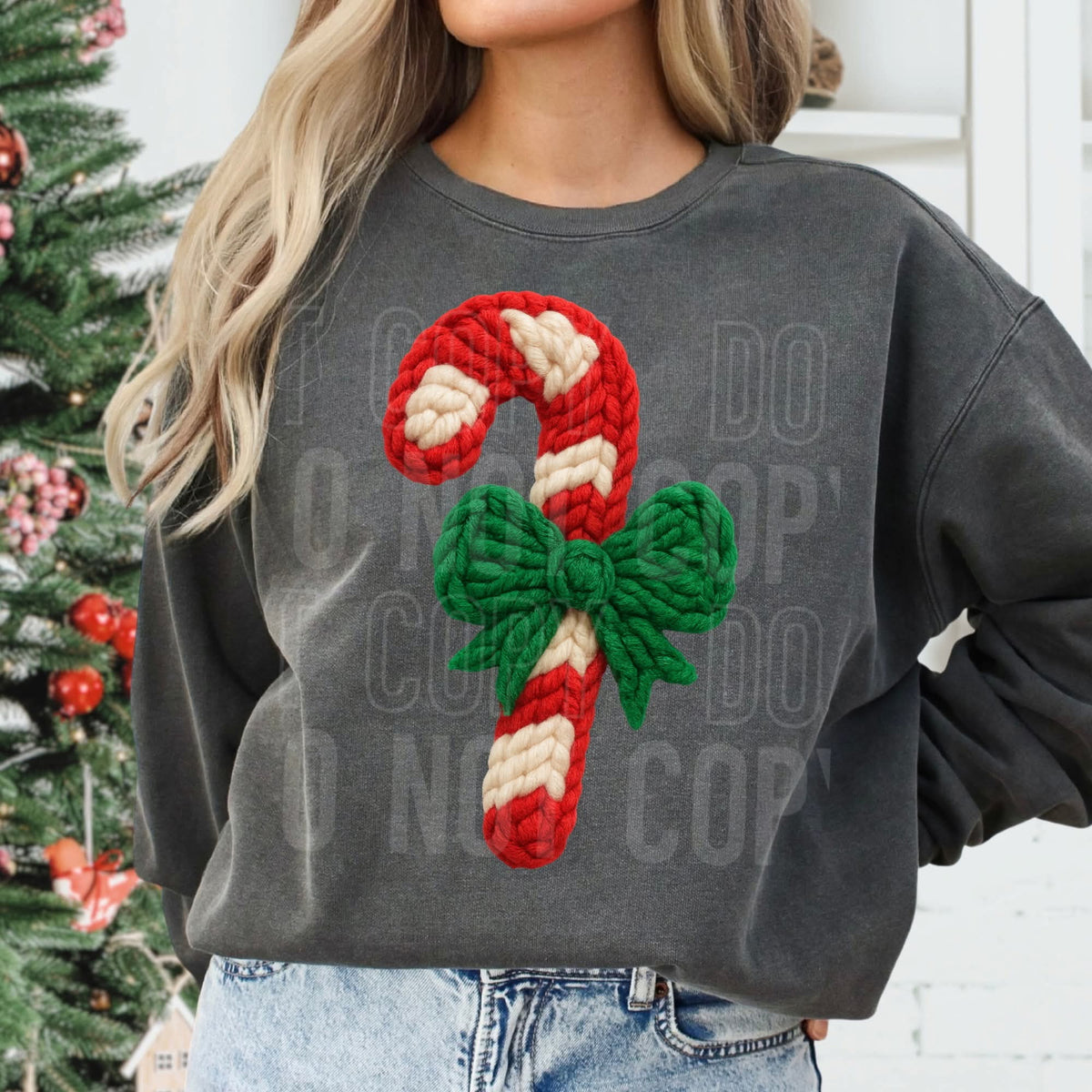 Faux Yarn Candy Cane (SBB) DTF transfer