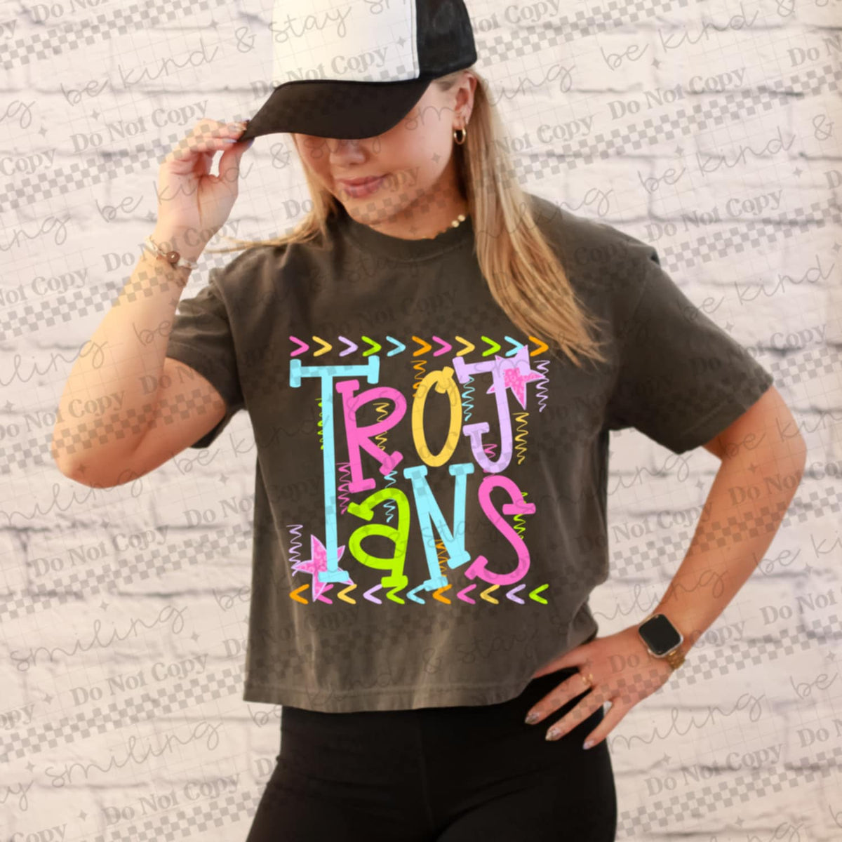 Trojans rainbow arrows mascot CMLD DTF transfer
