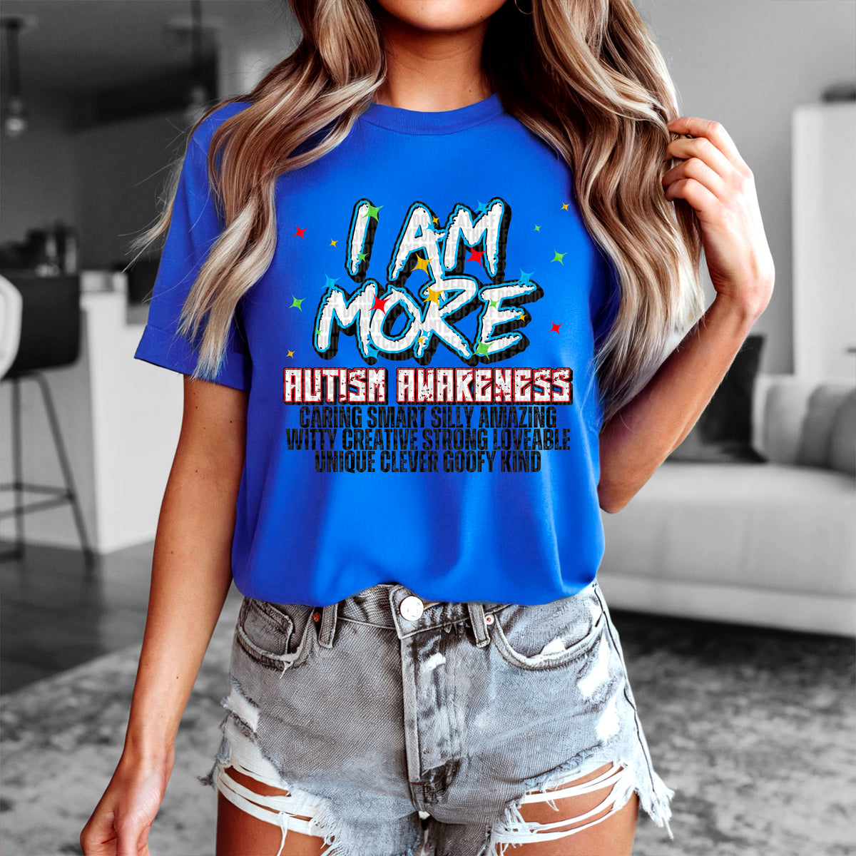 Blue I am more autism awareness 90455 DTF transfer