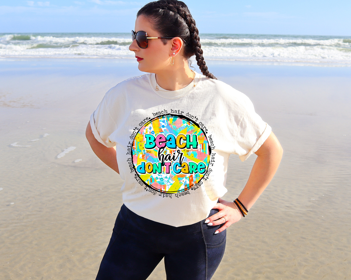 Beach Hair Don't Care Colorful Circle 116123 DTF Transfer