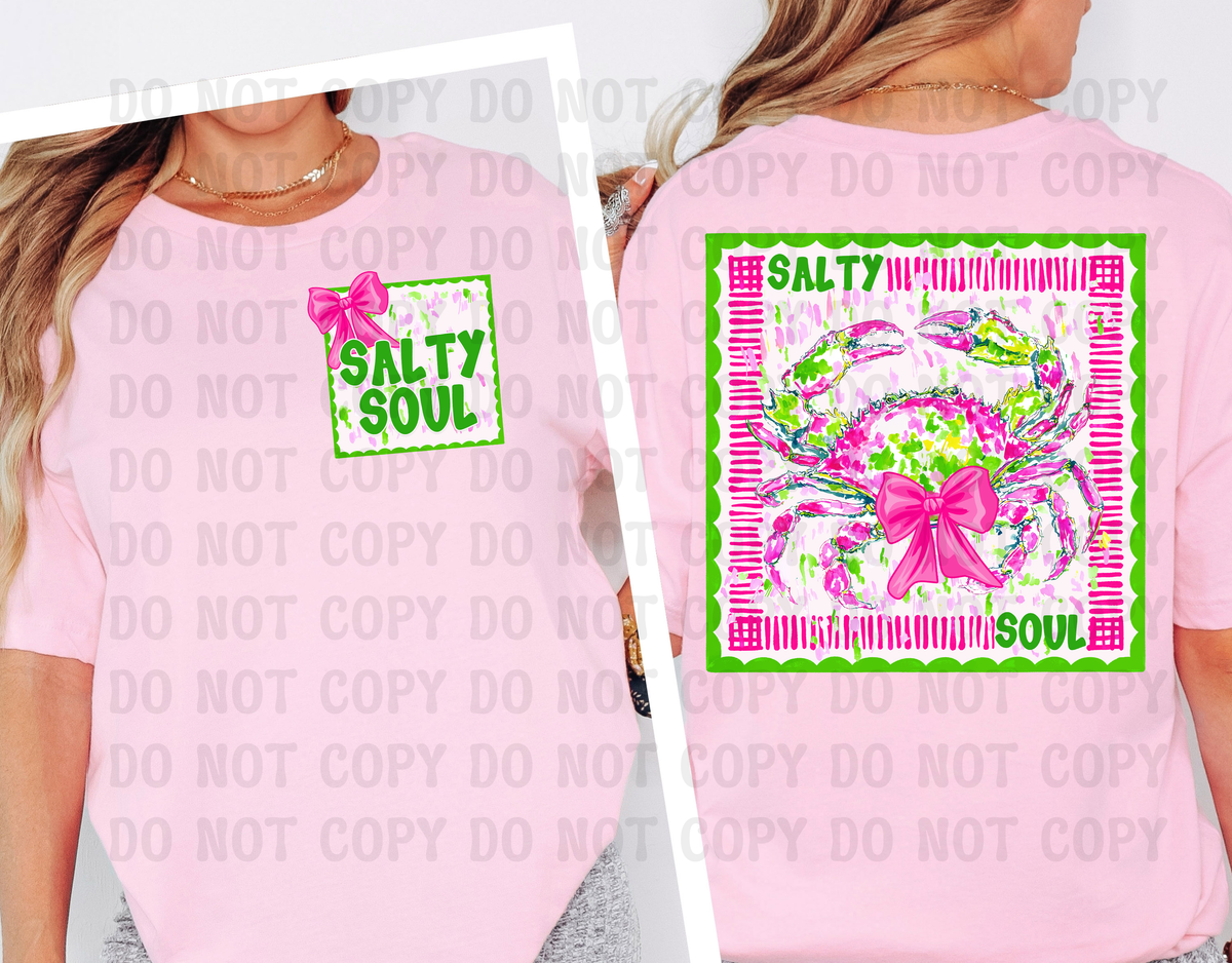 Salty soul green frame POCKET ONLY DTF Transfer