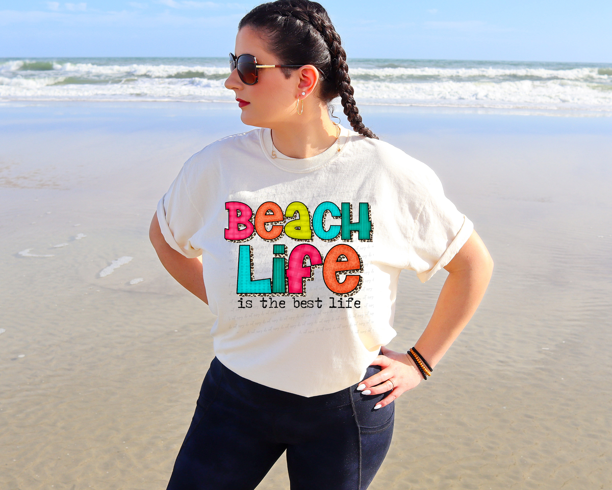 Beach Life Is The Best Life Half Leopard Font 116124 DTF Transfer