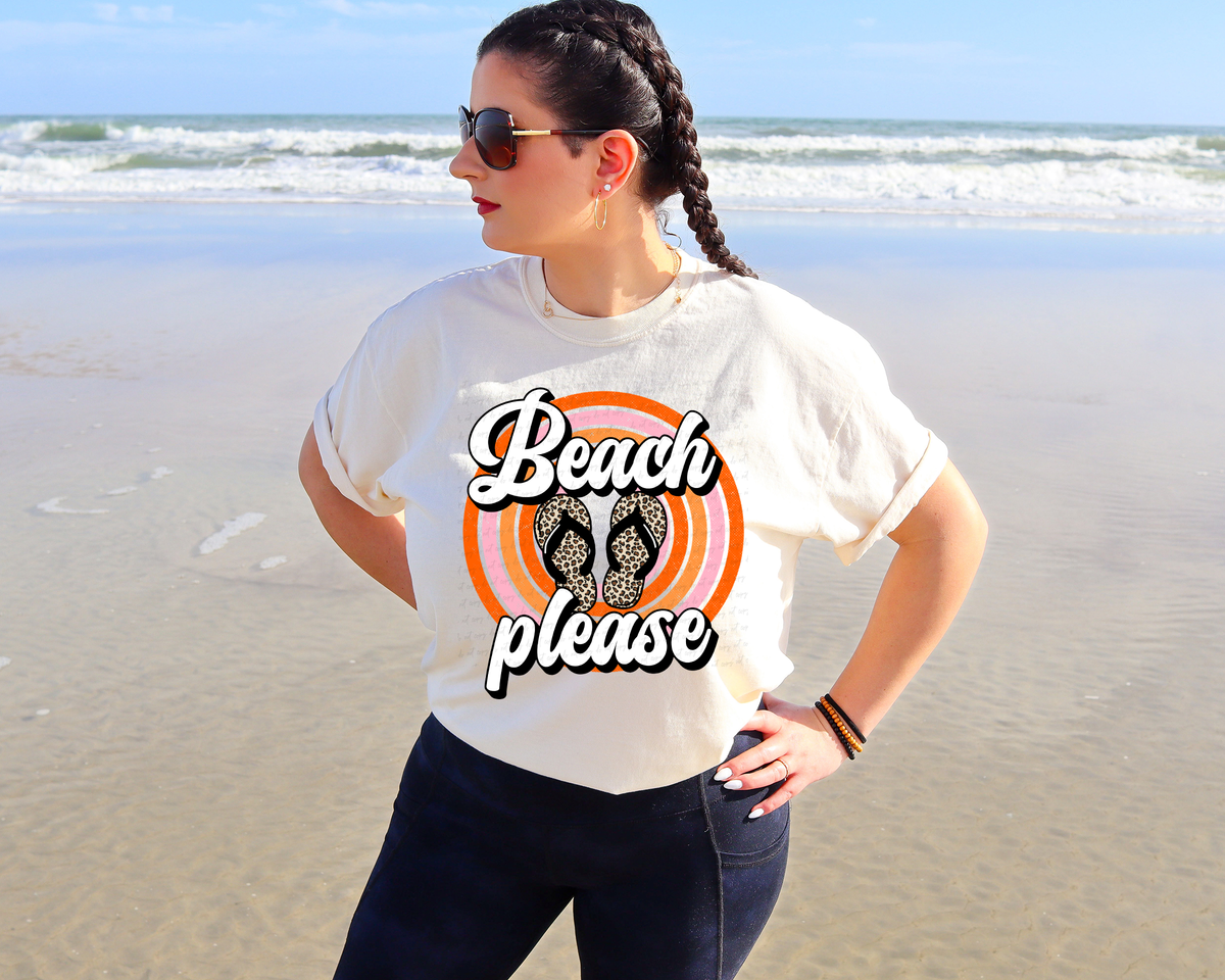 Beach Please Retro Circle Leopard Flip Flops 116125 DTF Transfer