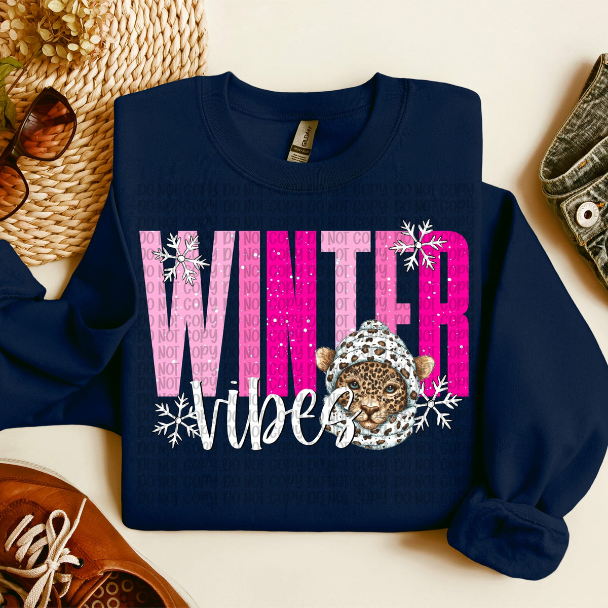 Winter Vibes pink leopard (Vp) DTF transfer