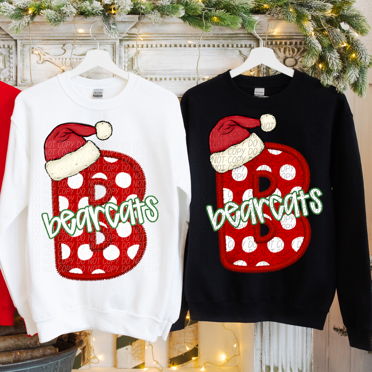 B Bearcats Christmas Faux Embroidery (CITY) 66256 DTF transfer