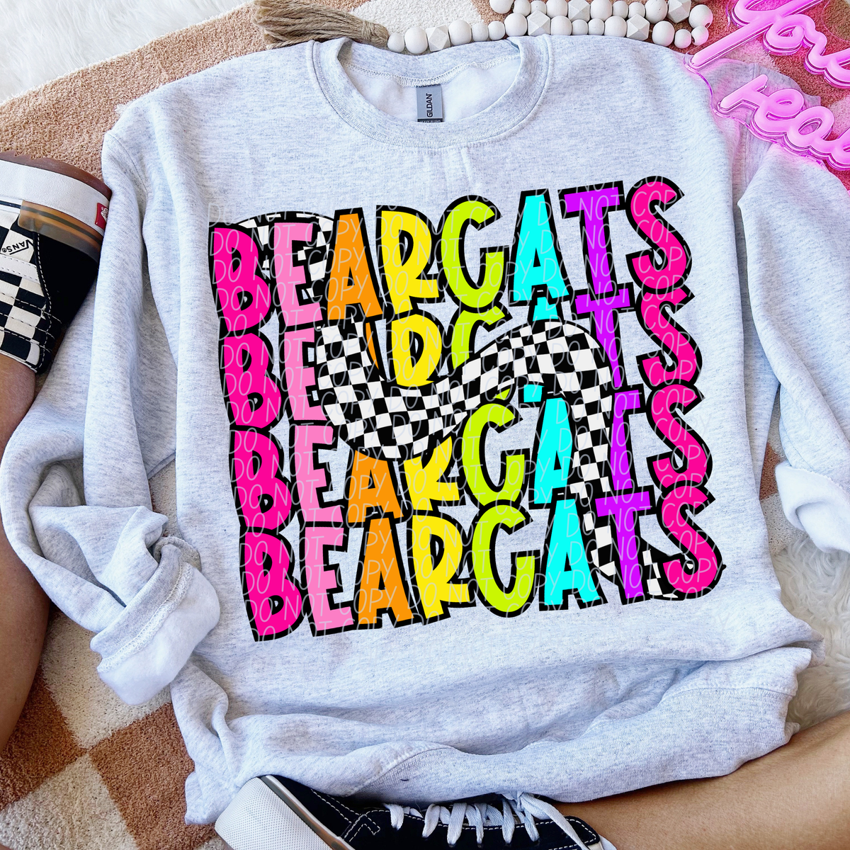 Bearcats 80's Vibe Mascot STACKED (City) DTF transfer