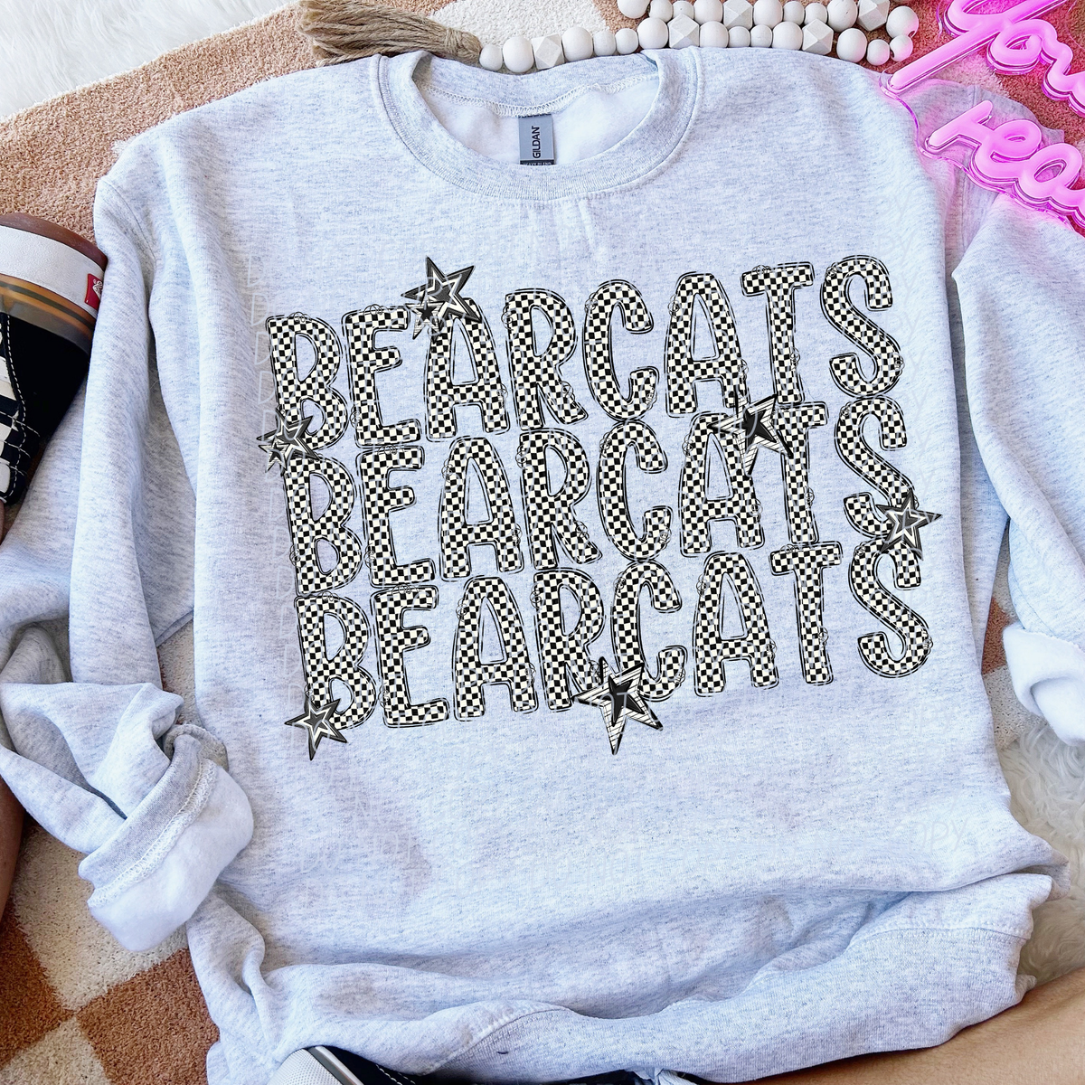 Bearcats checker star stacked (City)DTF transfer