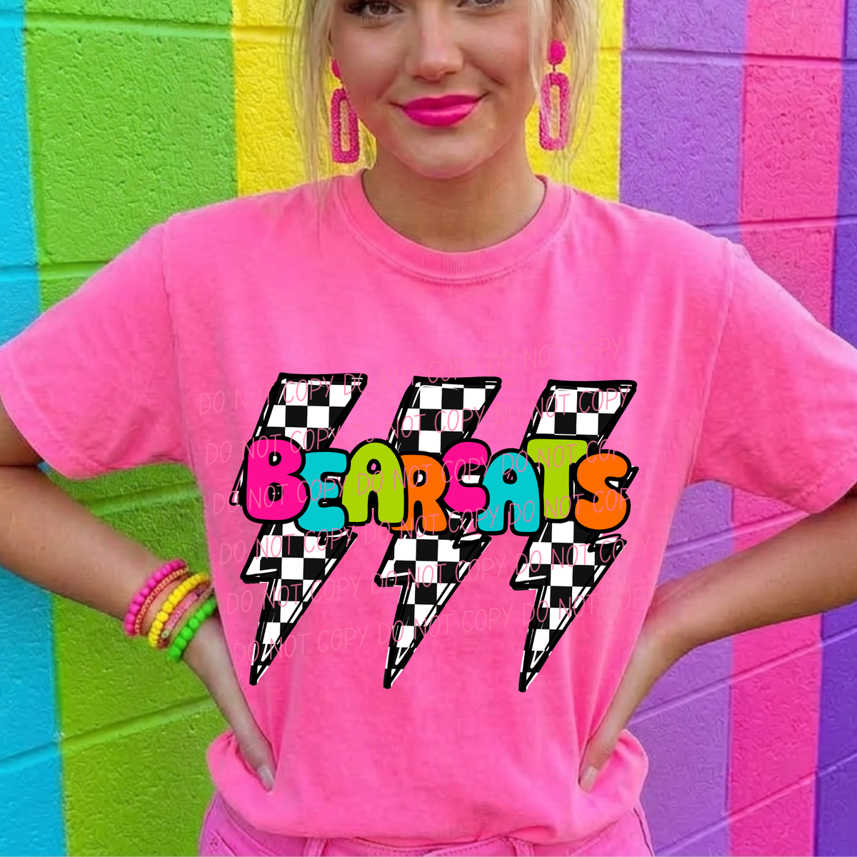 Bearcats multi color with lightning bolt background (city) DTF Transfer