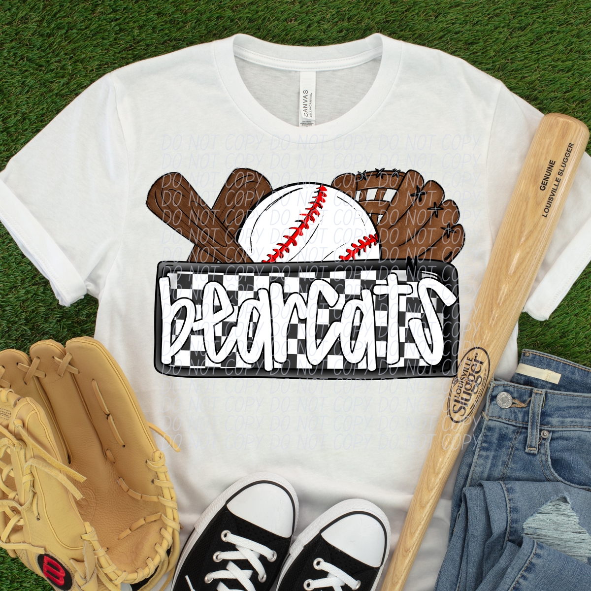 Bearcats (Bat, Baseball, Glove, Checkered background) (City)