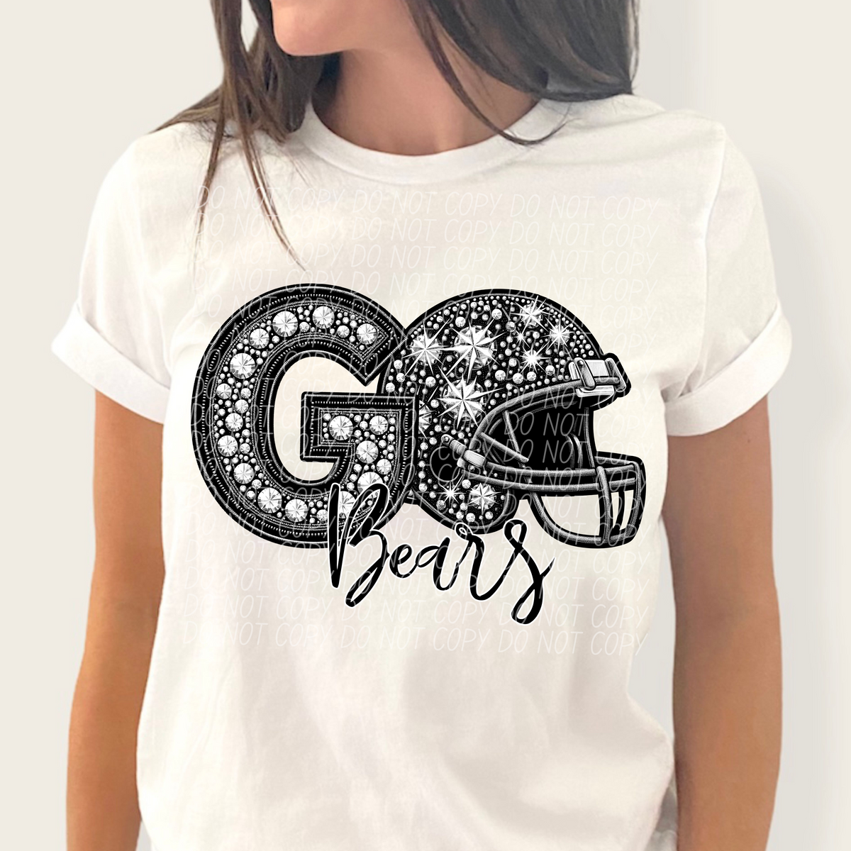 Go bears helmet and rhinestones CITY 45021 DTF transfer