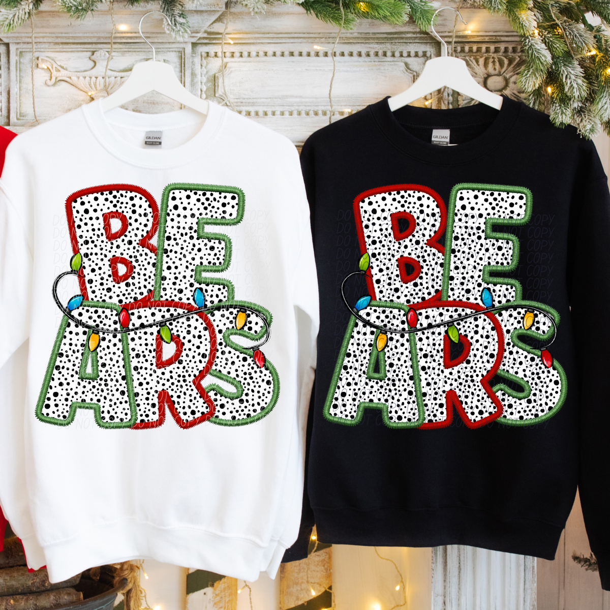 Bears Christmas Light Mascots (City) DTF Transfer